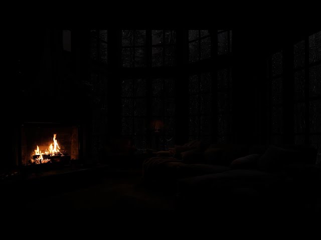 Unwinding with Fireplace and Cold Rain Storm for 24 Hours - Uninterrupted Comfort🌧️😴