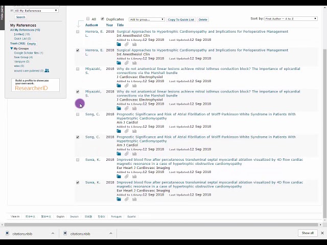 Removing duplicate references in EndNote online