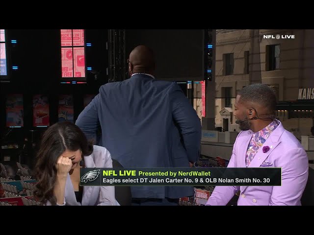 Swagu can't face the camera to say how scared he is of the Eagles' draft picks 🤣😭 | NFL Live