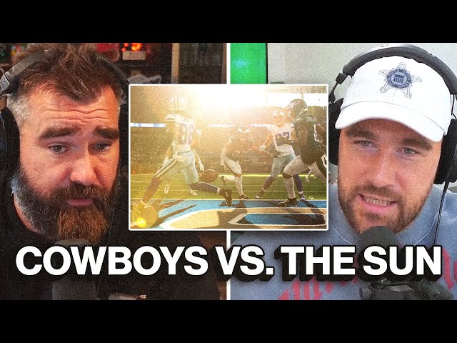 "I've had that problem playing at that stadium!" Travis and Jason talk sun glare at AT&T Stadium