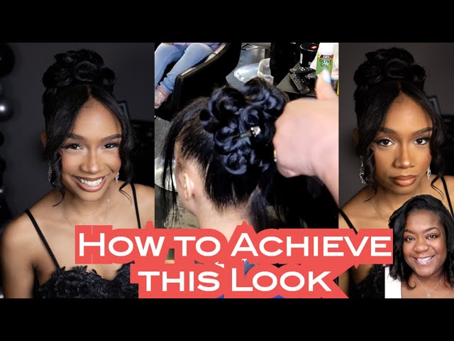 90's Pincurl Updo with Bangs Tutorial ** No Glue Needed** Natural Hair