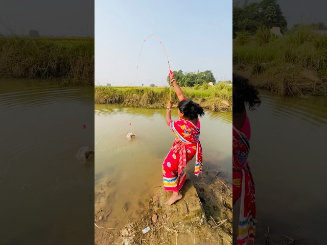 Village lady hook fishing in the canal | new hook fishing #fishing #fishingmethods #shortvideo #fish