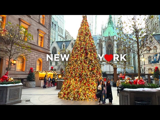 [4K]🇺🇸NYC Christmas🎄🎁: Lotte NY Palace, Cartier Holiday Light Show, Lunch at Papillon | Nov. 2024