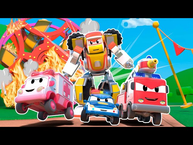 EARTHQUAKE MESS! The Baby Trucks in danger! Help, RESCUE TEAM!  - Robot & Fire Truck Transform