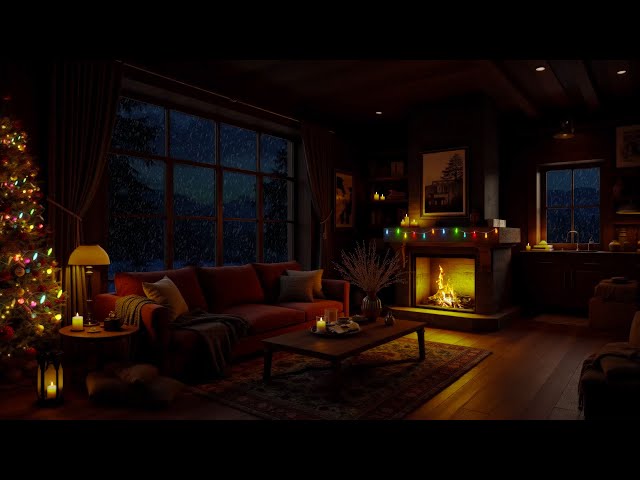 Ambience Christmas 2025🎅 Relaxing Your Mind at Cabin with Cozy Fireplace & Snowfall For Sleep