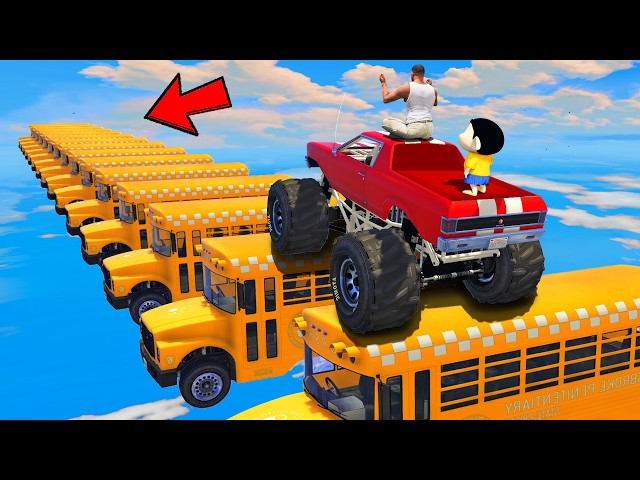 SHINCHAN AND FRANKLIN TRIED THE EPIC GOLDEN BUS BRIDGE PARKOUR CHALLENGE GTA 5