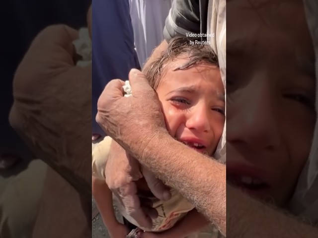 Palestinian boy cries for parents after Israeli airstrike in Gaza #shorts