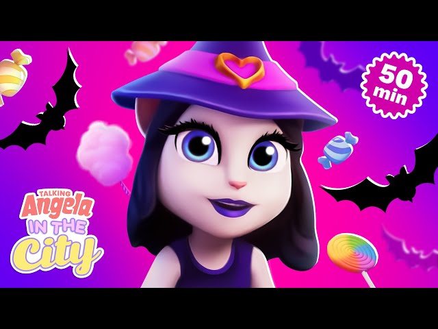 Angela's Halloween Party 🦇🍬 Talking Angela: In The City Cartoon Compilation