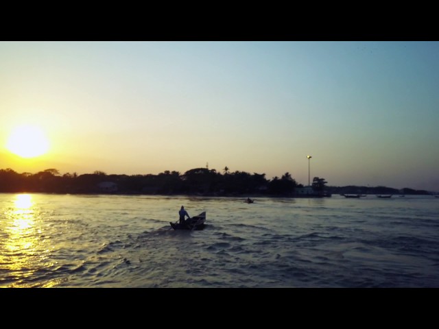 yangon river waltz | boats on yangon river at sunset with mavic drone