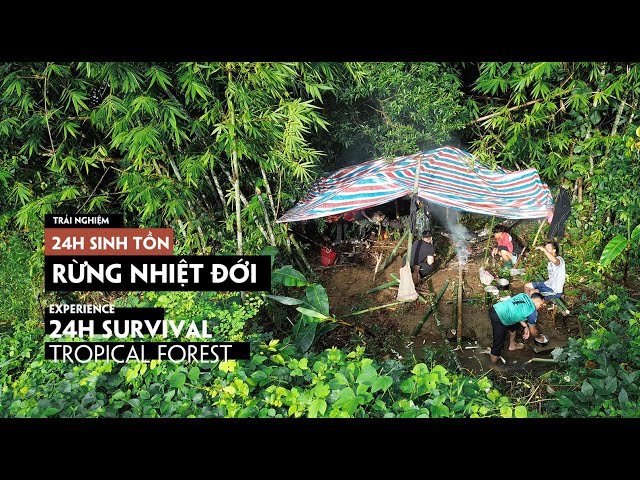 24H Sinh tồn, Mưa lớn giữa đêm Nước tràn ướt trại | 24h survival heavy rain flooded camp