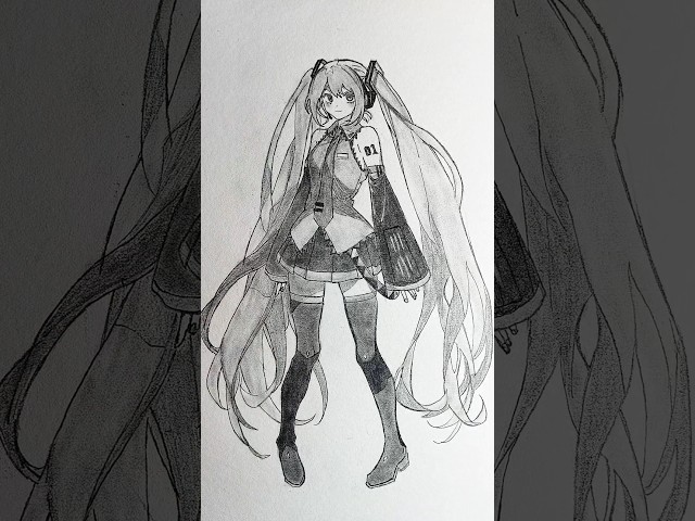 Drawing Hatsune Miku! Speed drawing Stick- man #drawing #anime #プロセカ #hatsunemiku #初音ミク #shorts