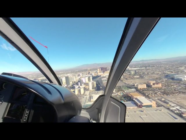 VR180 3D - Helicopter Cockpit Takeoff Over Las Vegas Strip