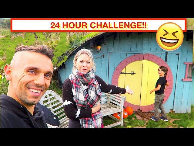 24 HOURS IN A UNDERGROUND HOBBIT HOUSE  CHALLENGE! 🏡 Tiny house tour ⛰