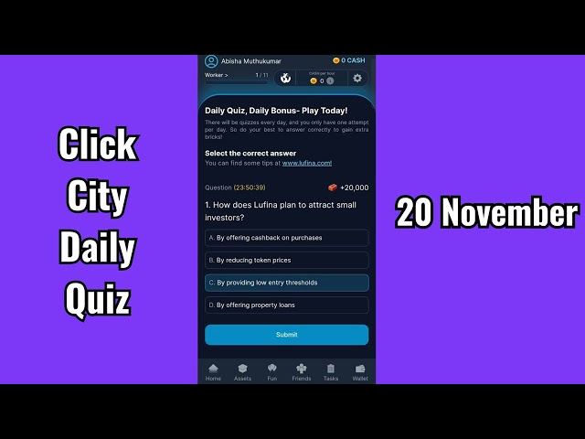 How does Lufina plan to attract small investors? Click City Daily Quiz Answer 20 November 2024