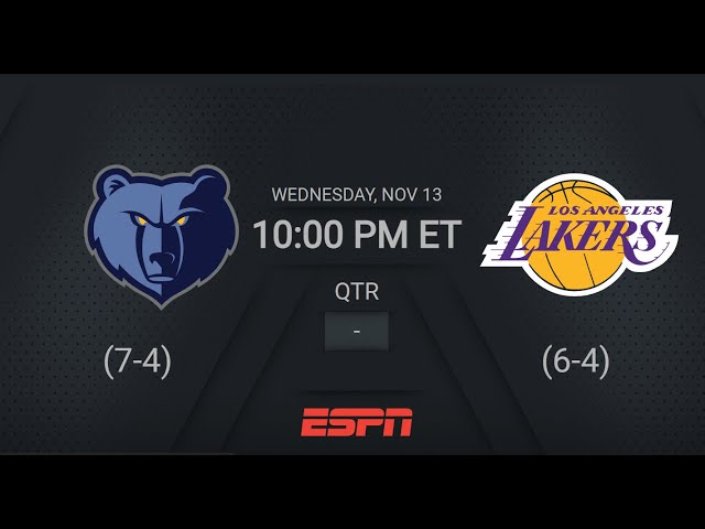 Memphis Grizzlies @ Los Angeles Lakers Live Scoreboard