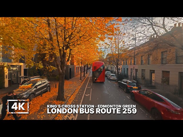 Autumn London Bus Ride from King’s Cross to Edmonton, Upper Deck POV on Bus 259 through North London