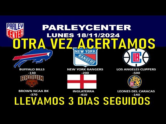 PRONOSTICOS NHL, NBA Y NFL PARA HOY LUNES 18/11/2024 🔥PARLEY GRATIS🔥