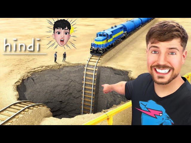 Mrbeast train Vs Giant Pit 😱Challenge ||MrBeast hindi ||  @MrBeast  new hindi video