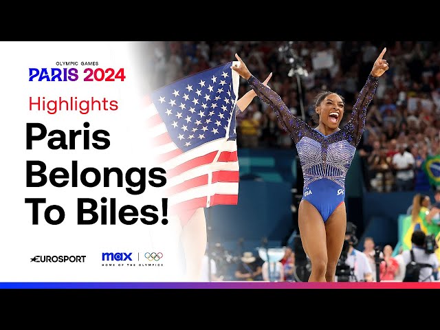 USA SUPERSTAR Simone Biles wins all-around gold medal 🥇🇺🇸 | #Paris2024 #Olympics