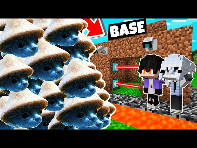 RETO DE LA BASE VS 1000000 GATO PITUFO 😱😰 BASE NOOB VS SMURF CAT en MINECRAFT