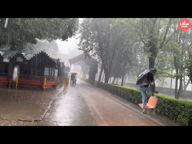 Sudden Heavy Rain-People Run to Take Shelter