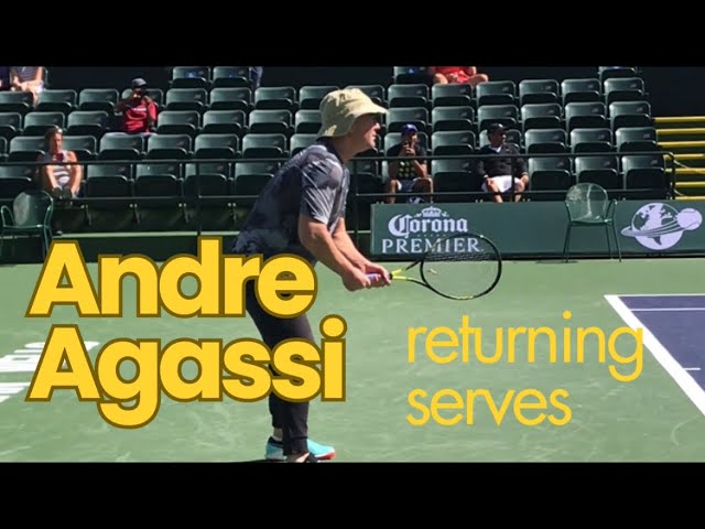 Andre Agassi back on tennis court returning serves!