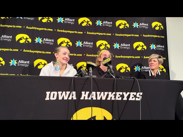 Kylie Feuerbach, Lucy Olsen talk after Iowa women’s basketball opening win vs. Northern Illinois