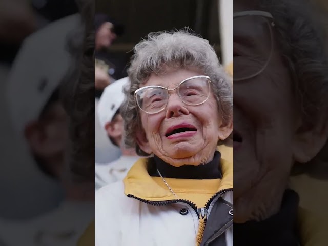 100-year-old celebrates birthday with 50,000 fans at a football stadium 🥺 #shorts #cute