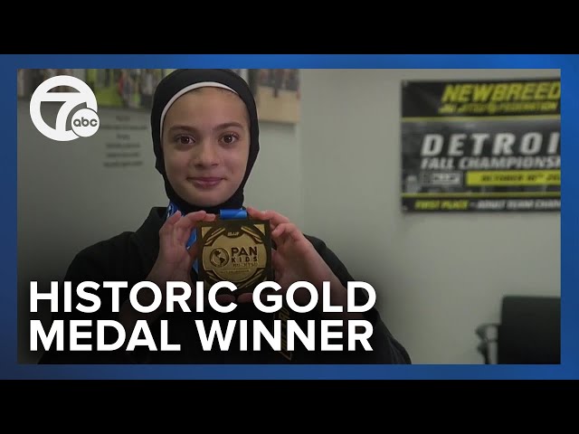 12-year-old becomes the first hijabi girl to win gold at Pan Kids