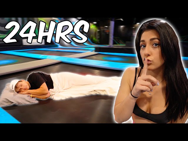 24 HOUR OVERNIGHT CHALLENGE IN TRAMPOLINE PARK!