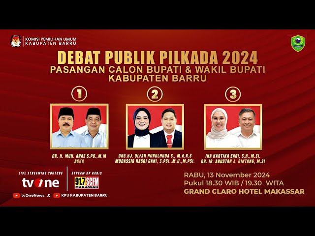 [LIVE] Debat Terbuka Calon Bupati dan Wakil Bupati Kab. Barru | tvOne