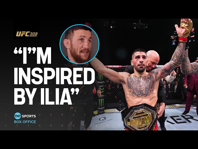 GEORGIA STAND UP! 🇬🇪 Merab Dvalishvili reacts to Ilia Topuria’s KO win over Max Holloway 🏆