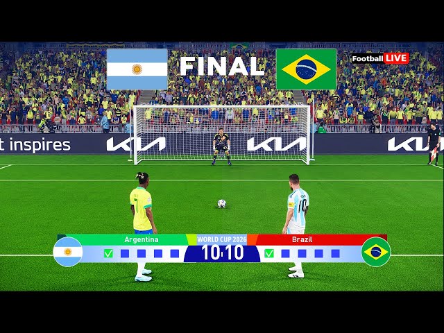 Argentina vs Brazil - Penalty Shootout | FIFA World Cup 2026 Final | Messi vs Vini | eFootball PES