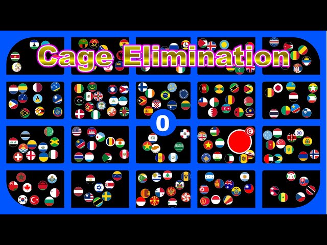 Cage Elimination ~200 countries marble race~ in Algodoo | Marble Factory