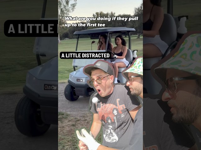 Golf Car Beauties: Spit Take with Golf Ball 🥵🏌️ #shorts #comedy #funny #golfcartgirls #hilarious