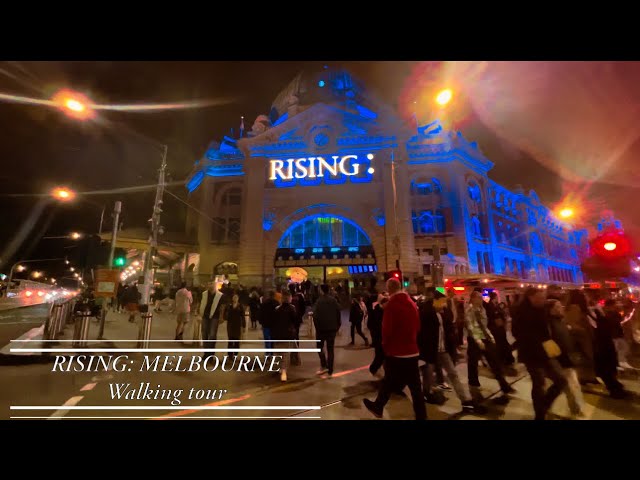 RISING: Melbourne Night Walk - Spectacular Light Show & Crowded RISING Event at St Paul's Cathedral