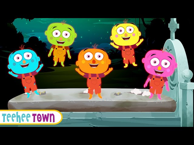 Five Zombies Falling Down | Spooky Scary Song For Kids By Teehee Town