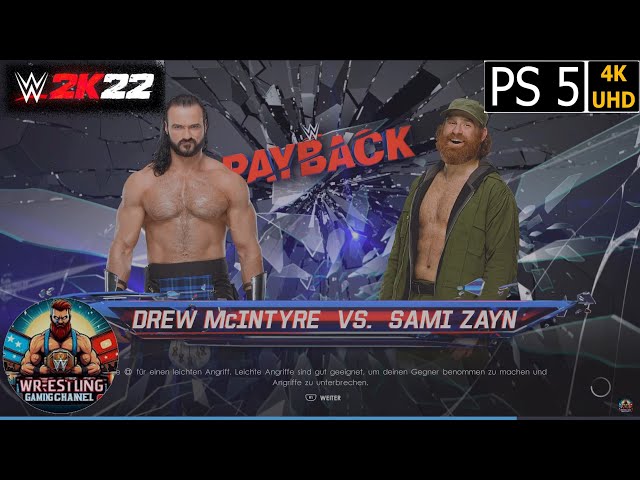 WWE 2K22 - Drew McIntyre vs Sami Zayn - PS5