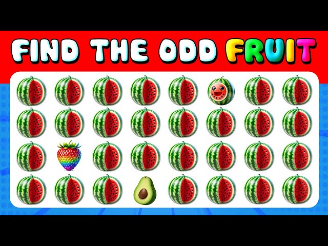 118 puzzles for GENIUS | Find the ODD One Out - Fruit Edition 🍇🍍🍒 Emoji Fruit Quiz