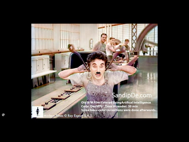 AI colored | Charlie Chaplin - Factory Scene - Modern Times (1936)