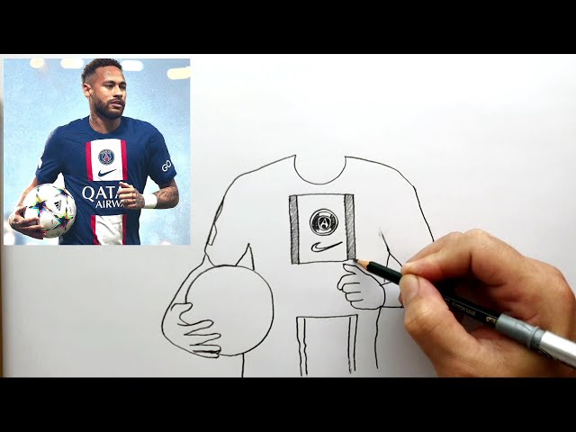 How To Draw Neymar With The Ball Pencil Sketch Easy Portrait #neymar