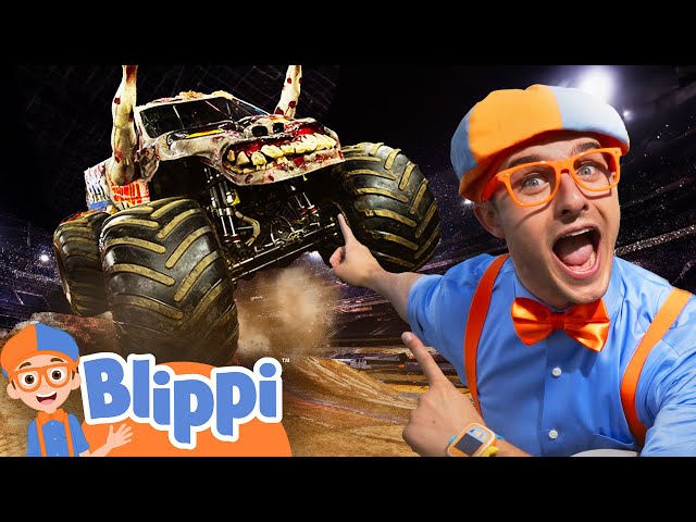 Blippi rides a Monster Jam Truck! - Blippi's Vroom Vroom Vehicle Show | Educational Videos for Kids