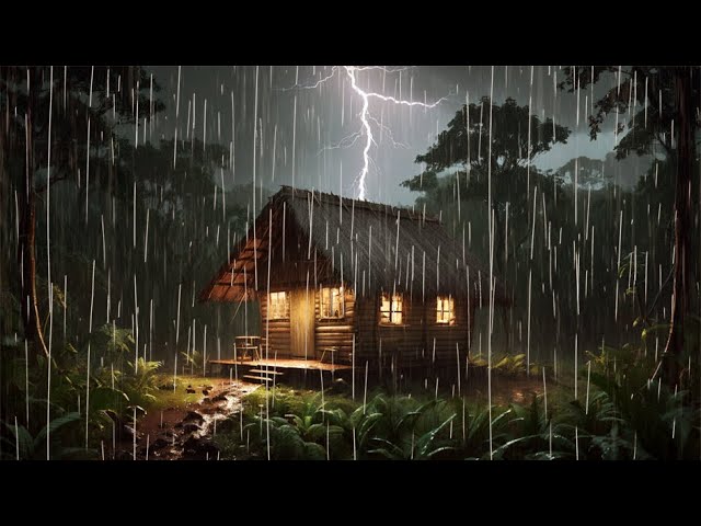 HEAVY RAIN at Night to Sleep Well and Beat Insomnia | Thunderstorm for Insomnia, Study, ASM