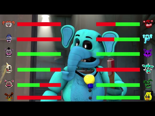 [SFM FNaF] Smiling Critters Animatronics vs Nightmare Sister Location with Healthbars