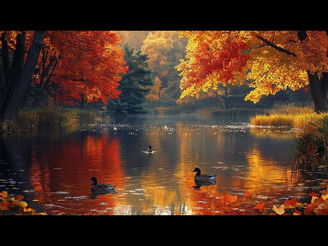 24/7 Sweet Autumn Melody 🍂 Beautiful New England Fall Foligae 4K ~ Peaceful Relaxing Music