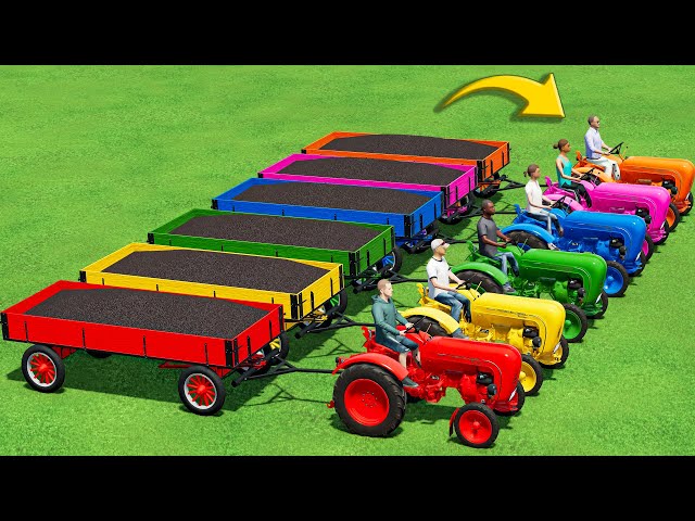 TRANSPORTING MINI PORSCHE TRACTORS & SUGARCANE with MINI PORSCHE TRACTORS & TESLA TRUCK! FS22