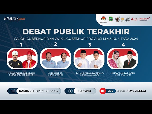 LIVE - Debat Publik Terakhir Calon Gubernur dan Wakil Gubernur Maluku Utara 2024