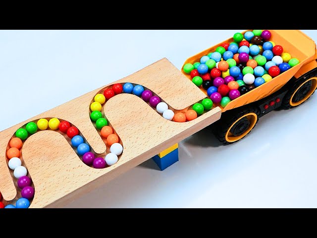 🔴 Marble Run ASMR Race ☆ HABA Slope & Dump Truck Excavator Ambulance Forklift Garbage Truck Tractors