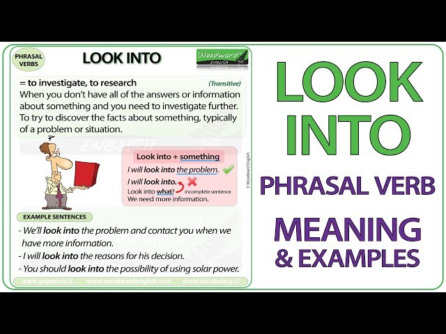 LOOK INTO - Phrasal Verb Meaning & Examples in English