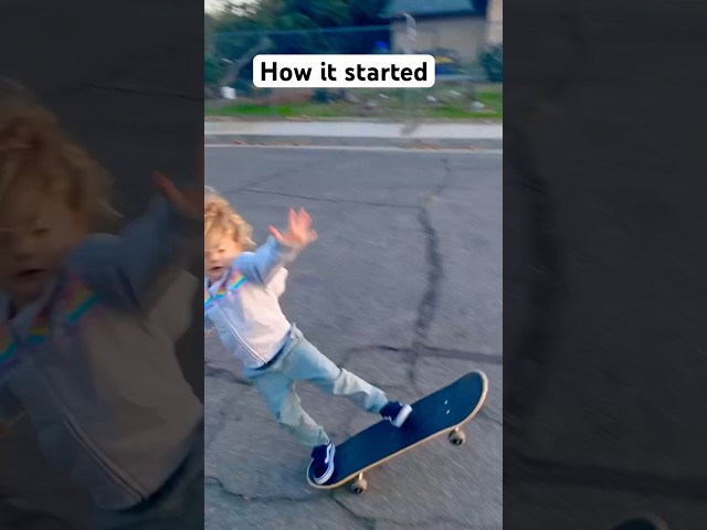 How it started VS How it’s going✨ 3 year old Skater girl #skateboarding #skatershorts #viralreels